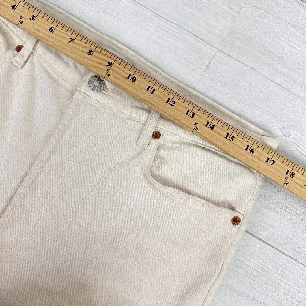RE/DONE High Rise Stove Pipe Jeans Size 31 Vintage White Comfort Stretch Raw Hem